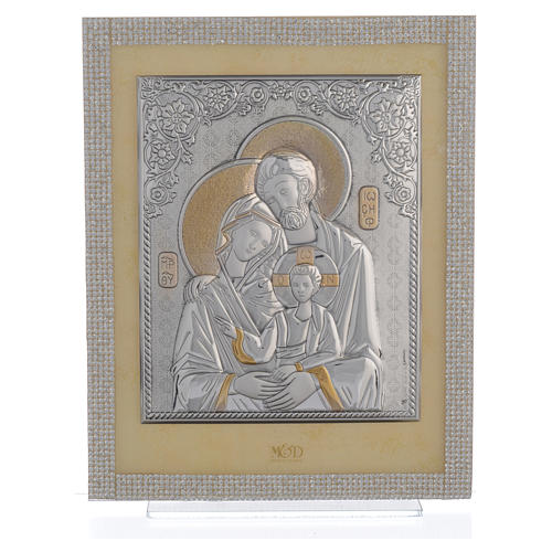 Cuadro Sagrada Familia estilo icono strass blancos 25 x 20 cm 1