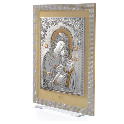 Cadre Maternité orthodoxe strass blancs et argent 25x20 cm 2