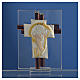 Cruz Cristo Vidrio Murano púrpura y plata h. 8 cm. s2