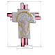 Pamiątka Krzyż Chrystus szkło Murano liliowe i srebrne 8cm s1