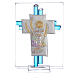 Bonbonnière Communion croix verre Murano aigue-marine arg h 8 cm s1