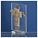 Bonbonnière Communion croix verre Murano rose arg h 8 cm s3