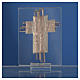 Bonbonnière Communion croix verre Murano rose arg h 8 cm s4