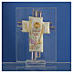 Pamiątka Krzyż Pierwsza Komunia szkło Murano różowe i srebrne 8cm s2