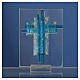 New born baby favour cross in aqua Murano glass and silver 8cm s4