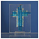 Souvenir Naissance croix verre Murano aigue-marine arg h 8 cm s4
