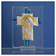 Pamiątka Krzyż Narodziny szkło Murano morskie i srebrne 8cm s2