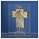 Bonbonnière Maternité croix verre Murano rose arg h 8 cm s2