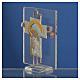 Bonbonnière Maternité croix verre Murano rose arg h 8 cm s3