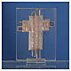 Bonbonnière Maternité croix verre Murano rose arg h 8 cm s4