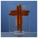Cross Holy Family amber Murano glass 8cm s4