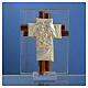 Cross Holy Family amber Murano glass 8cm s2