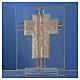 Bonbonnière Baptême croix verre Murano rose h 10,5 cm s4