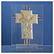 Bomboniera Battesimo Croce vetro Murano rosa h. 10,5 cm s2