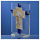 Kreuz aus Muranoglas Christus in blau und silber, 10,5 cm s3