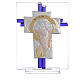 Cruz Cristo Vidrio Murano azul y plata h. 10,5 cm s1