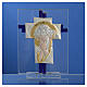 Cruz Cristo Vidrio Murano azul y plata h. 10,5 cm s2
