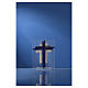 Croce Cristo vetro Murano blu e Arg. h. 10,5 cm s4