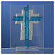 Bonbonniere Communion Cross aquamarine Murano glass 10,5cm s4