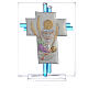 Bonbonnière Communion croix verre Murano aigue-marine arg h 10,5 cm s1