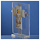 Bonbonnière Communion croix verre Murano rose h 10,5 cm s3