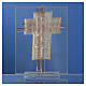 Bonbonnière Communion croix verre Murano rose h 10,5 cm s4