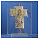 Pamiątka Krzyż Pierwsza Komunia szkło Murano różowe 10,5cm s2