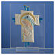 Gastgeschenk Geburt Kreuz aus Muranoglas aquamarin, 10,5 cm s2