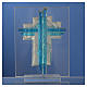 Bonbonnière Naissance croix verre Murano aigue-marine h 10,5 cm s4