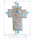 Bomboniera Nascita Croce vetro Murano acquamarina h. 10,5 cm s1