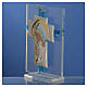 Bomboniera Nascita Croce vetro Murano acquamarina h. 10,5 cm s3