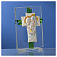 Geschenk Hochzeit Kreuz aus Muranoglas Heilige Familie in blau, 10,5 cm s11