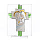 Regalo Matrimonio cruz S. Familia vidrio Murano aguamarina h. 10.5 cm s1