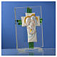 Regalo Matrimonio cruz S. Familia vidrio Murano aguamarina h. 10.5 cm s3
