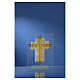 Bonbonnière Mariage croix Ste Famille verre Murano aigue-marine h 10,5 cm s8