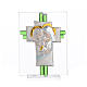 Bonbonnière Mariage croix Ste Famille verre Murano aigue-marine h 10,5 cm s9
