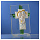 Bonbonnière Mariage croix Ste Famille verre Murano aigue-marine h 10,5 cm s11