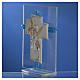 Cruz anjos vidro Murano água-marinha e prata h 14,5 cm s3