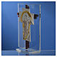 Kreuz Glas rosa Silber Platte Jesus 14.5cm s3