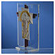 Cruz Cristo Vidrio Murano Púrpura y plata h.14.5 cm s3