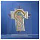 Croix Naissance verre Murano bleu et argent h 14,5 cm s2