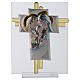 Favour with cross,Holy Family in aquamarine Murano glass and silver 14.5cm s1