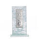 Holy Family favour, image in silver and sky blue glass 11.5cm s1