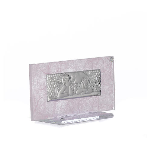 Regalo Nacimiento vidrio rosa-púrpura h. 11.5 cm 2
