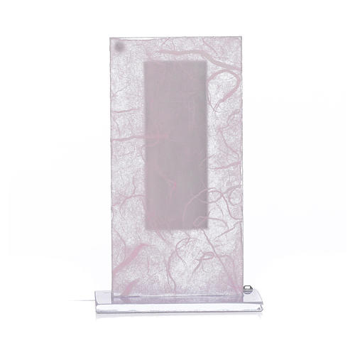 Pamiątka Chrystus szkło różowe i liliowe 11,5cm 3