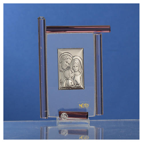 Pamiątka święta Rodzina  szkło Murano fioletowe 9cm 2