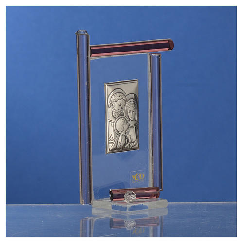 Pamiątka święta Rodzina  szkło Murano fioletowe 9cm 3