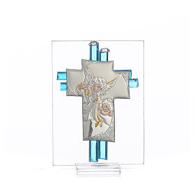 Christening favour, Angel in aqua Murano glass, 8cm