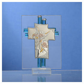 Christening favour, Angel in aqua Murano glass, 8cm