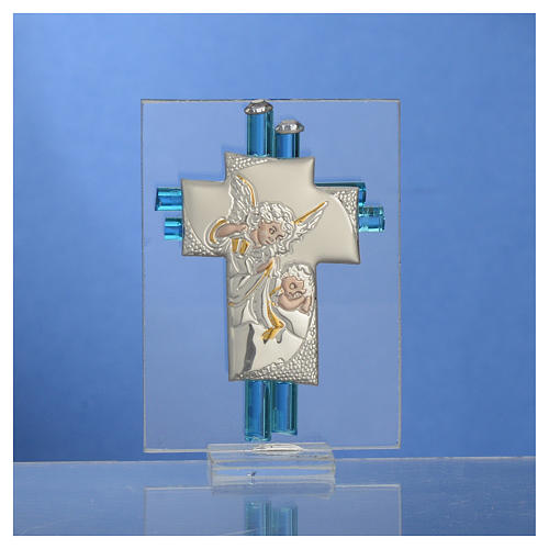 Christening favour, Angel in aqua Murano glass, 8cm 2